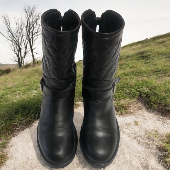 Aquatalia Black Quilted Mid-Calf Quilted Moto-Metro Style Boots   size 8  ~ EUC - Picture 10 of 15